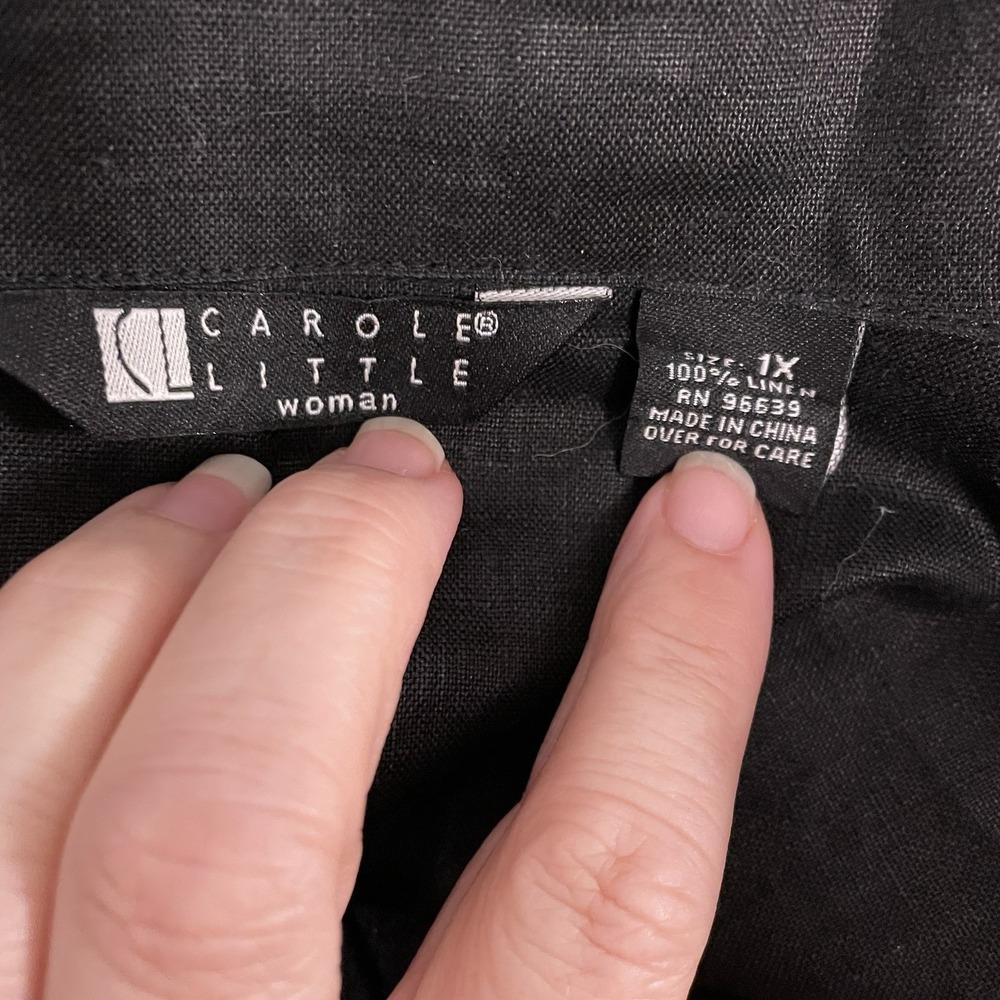 Carole Little Womens Black Linen Jacket Sleeve Vintage‎ Boho Size 1x - Picture 6 of 8